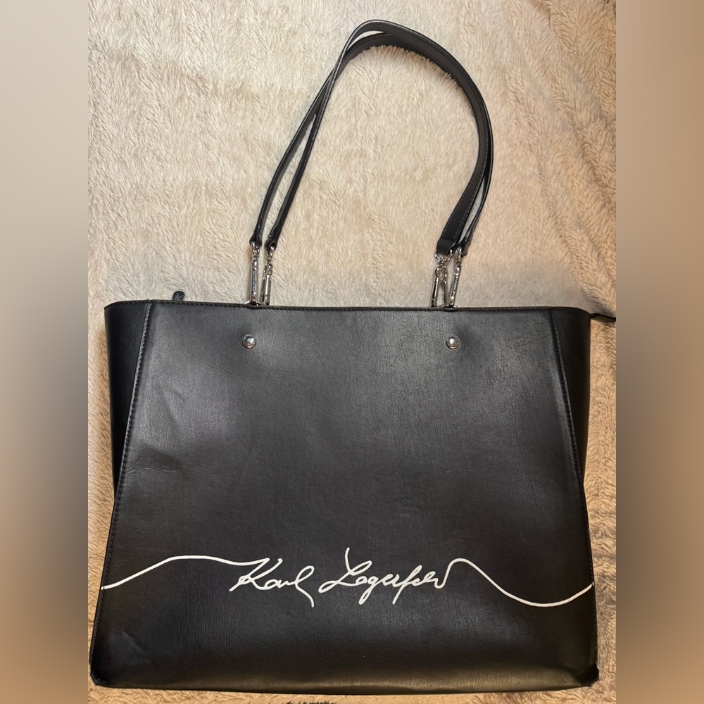 Karl Lagerfeld Black and White Signature Tote
